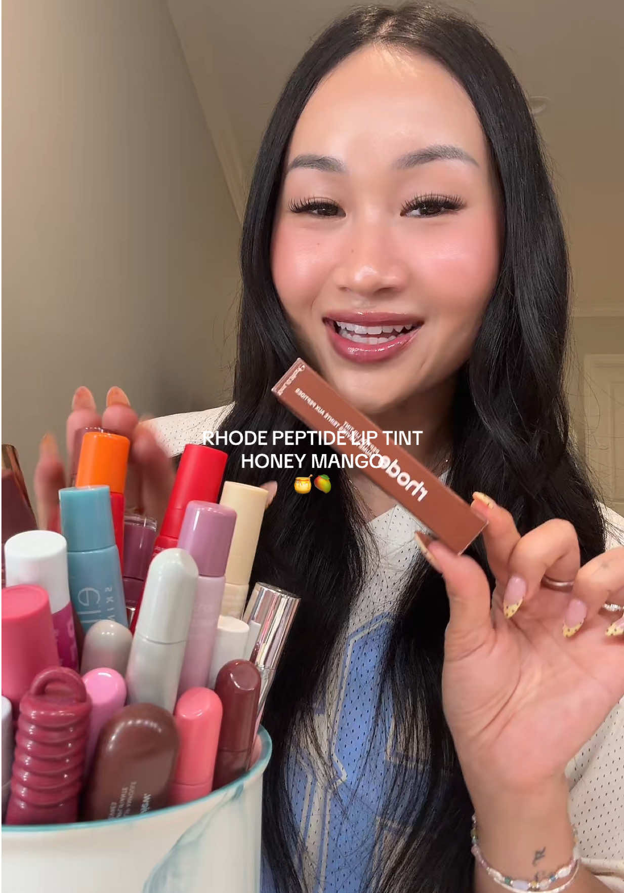 @michellenewyen — Rhode Peptide Lip Tint — Honey Mango Honest Review
